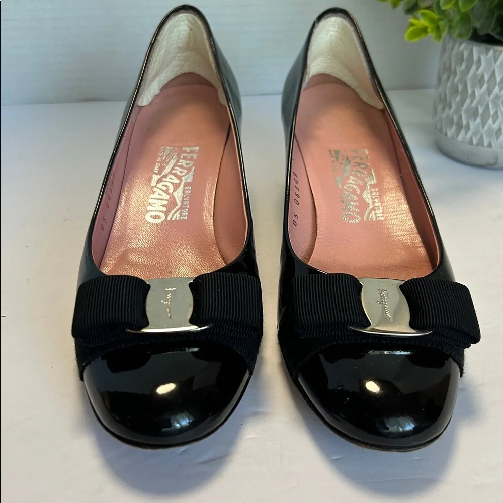 Salvatore Ferragamo Black Patent Leather Heels - Picture 4 of 17